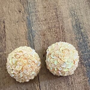 Elegant Pinkish Cream Sequin clip on earrings
